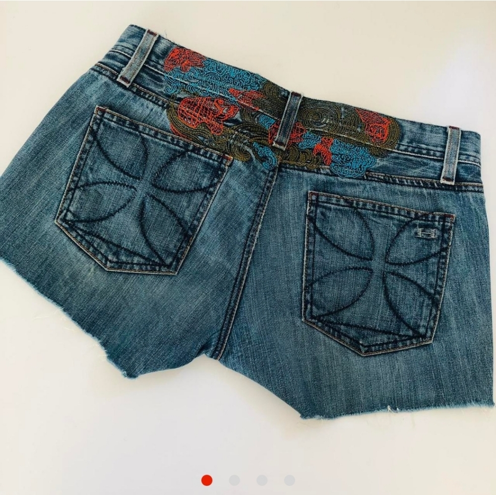 habitual embroidered denim cutoffs